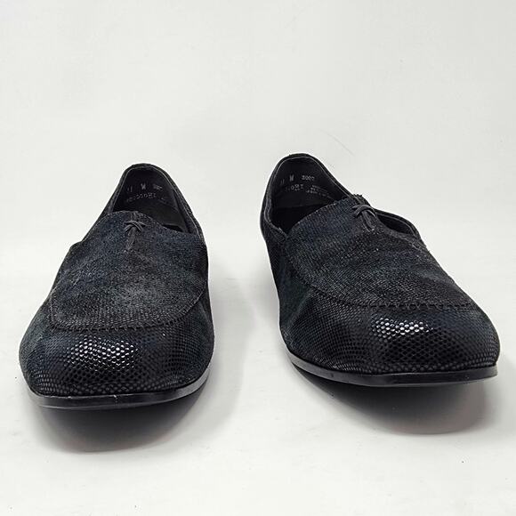 Munro Loafers Women 11 Wide Black Sheen Lizard Texture Low Rubber Heel 800080 - Picture 4 of 11